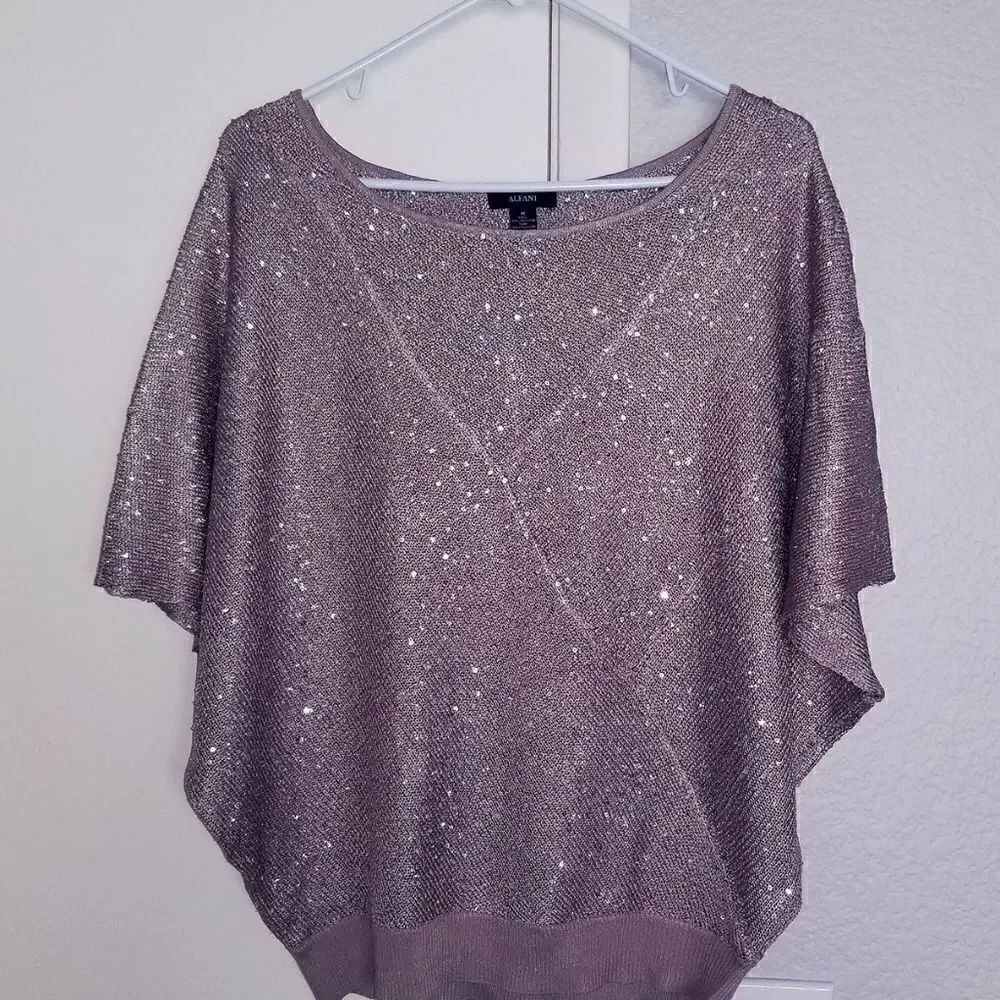ALFANI sequin brown butterfly sleeves sweaters